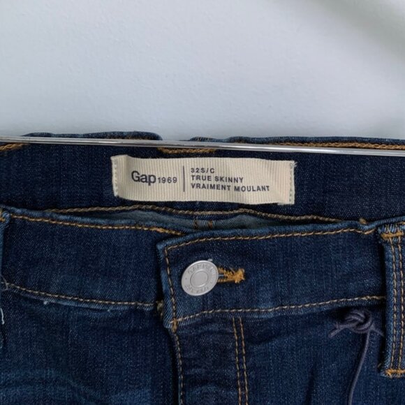 Gap 1969 Mid Rise True Skinny Jeans in Sculpt dark indigo 32 / 14 NWT - Picture 8 of 9